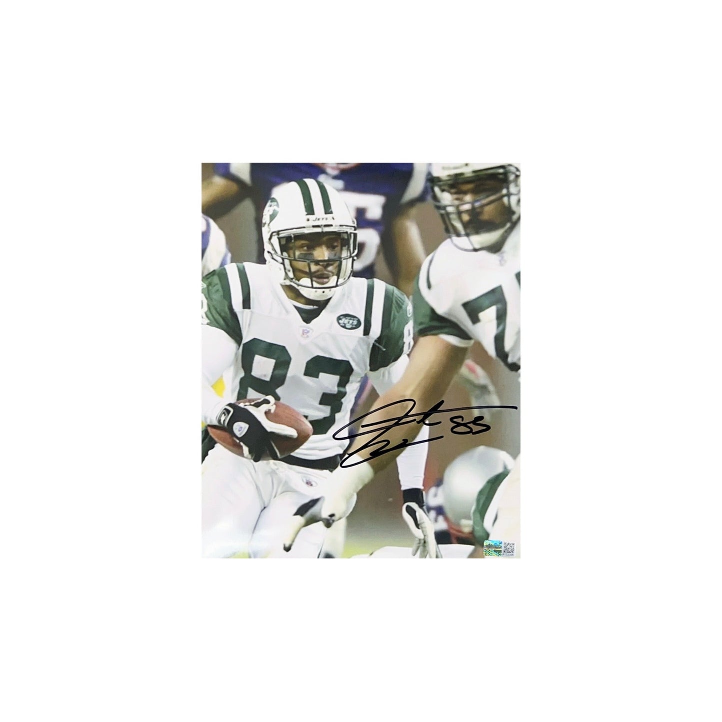 Santana Moss Autographed New York Jets Close Up 8x10 Steiner CX