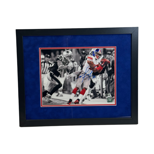Mario Manningham Autographed Sideline Catch Spotlight Edit Framed 11x14 Beckett