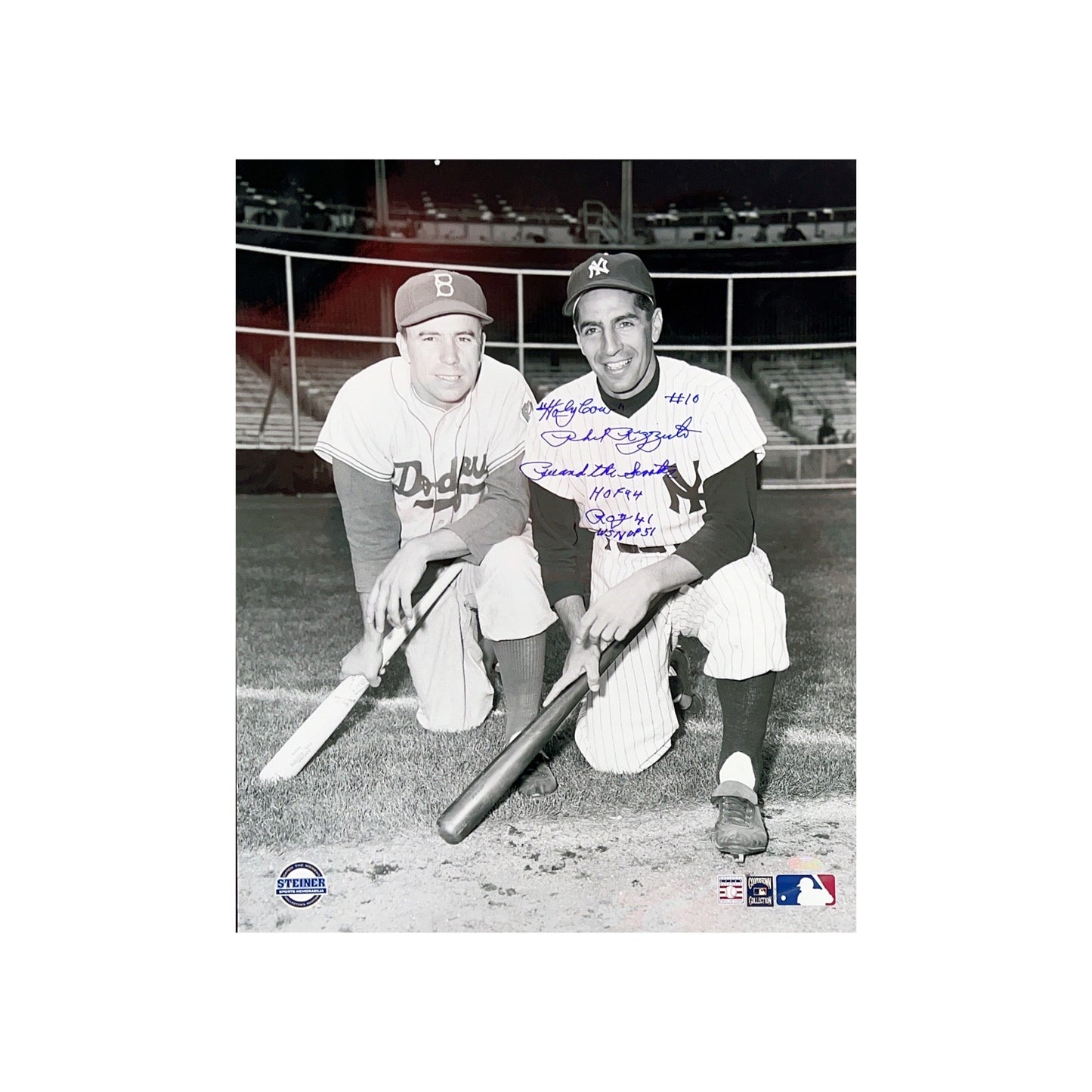 Phil Rizzuto Autographed New York Yankees 16x20 "Holy Cow, Pewee and the Scooter, HOF 94 ROY 41 & WS MVP 51" Inscription Steiner