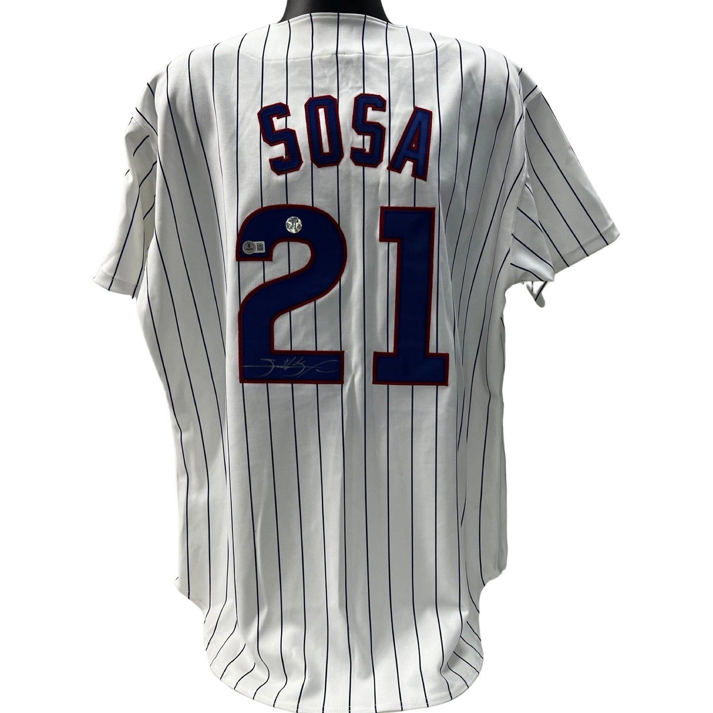 Sammy Sosa Autographed Chicago Cubs Russell Pinstripe Jersey Beckett