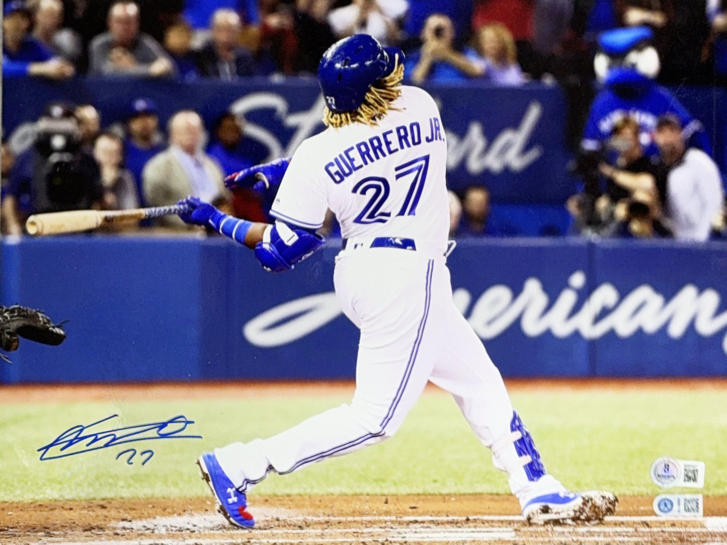 Vlad Guerrero Jr Autographed Toronto Blue Jays Backswing 11x14 Beckett