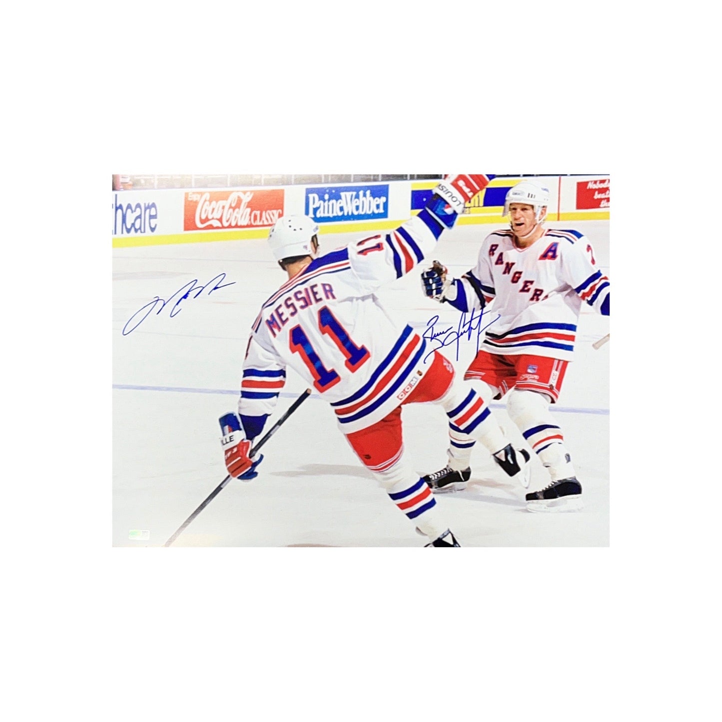 Mark Messier & Brian Leetch Autographed New York Rangers 16x20 Steiner CX - Unframed