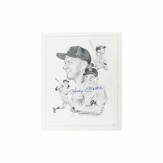 Mickey Mantle Autographed New York Yankees 14x17 Sketch JSA