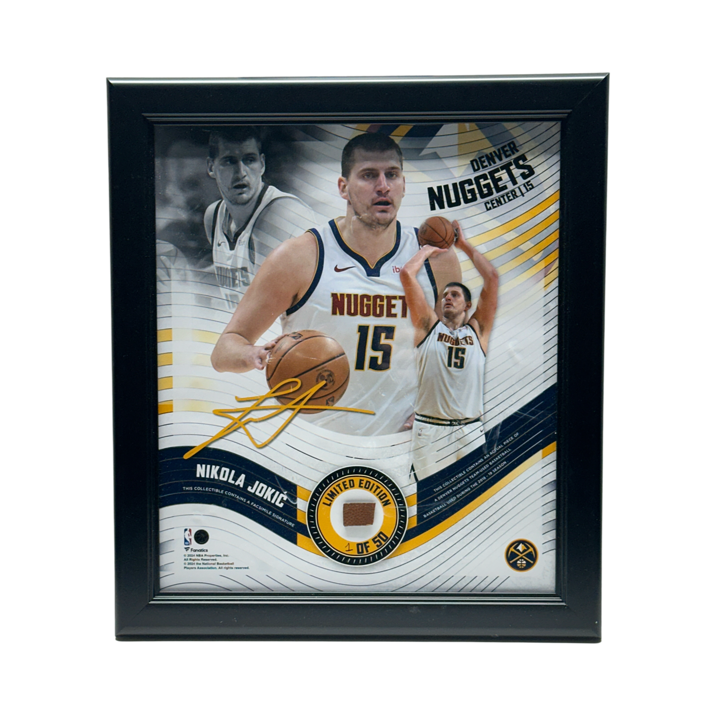 Nikola Jokic Denver Nuggets Framed 15x17 Game Used Basketball Collage LE 50 Fanatics