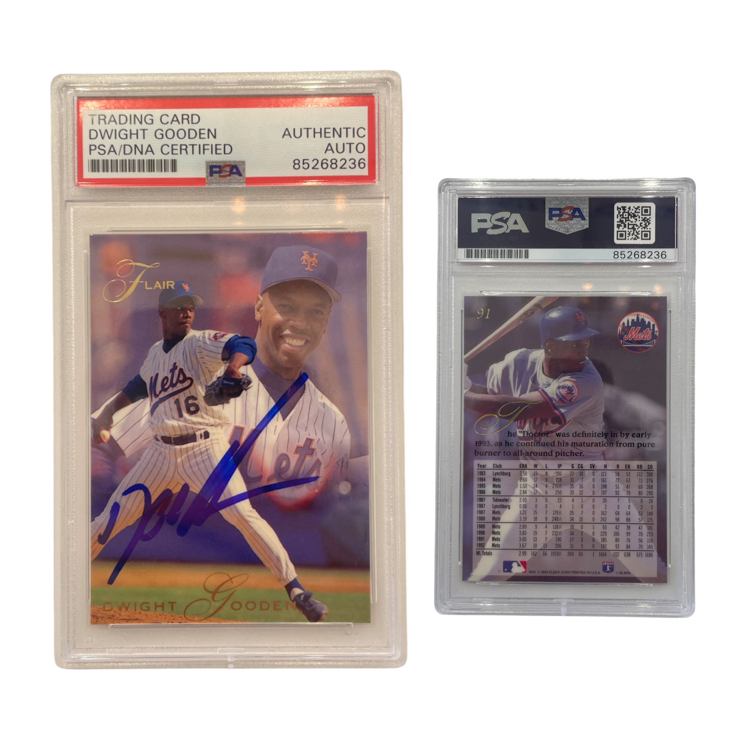 1993 Dwight Doc Gooden Flair #91 PSA Auto Authentic