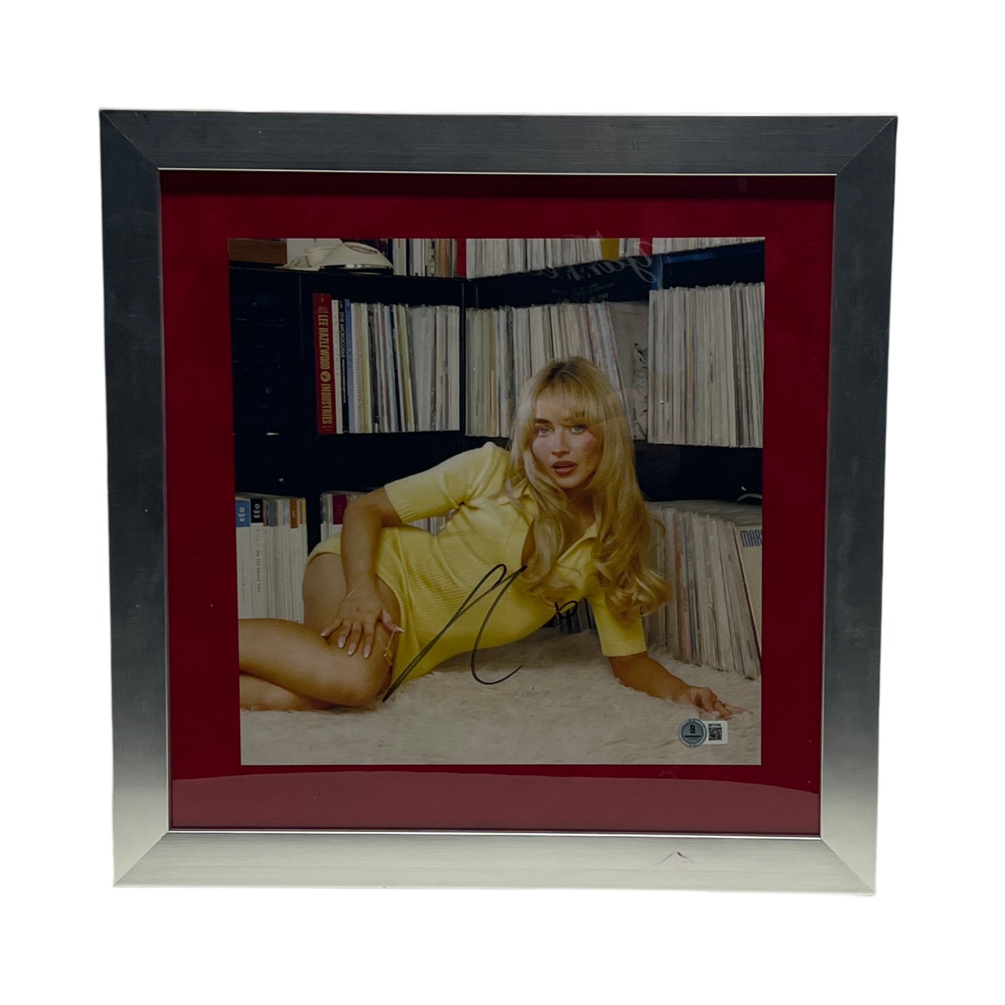 Sabrina Carpenter Autographed Vinyl Insert 12x12 Frame Red Matte Beckett