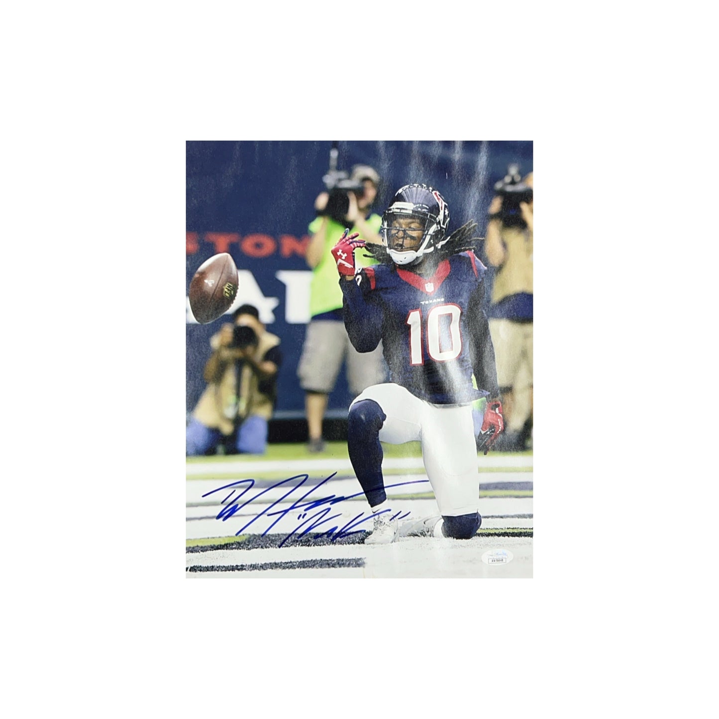 Deandre Hopkins Autographed Houston Texans Ball Flick 11x14 JSA