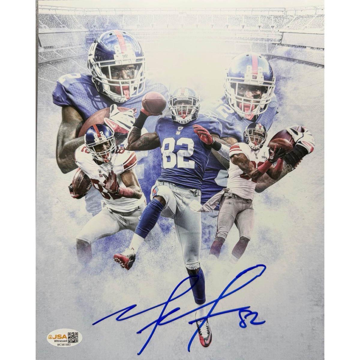 Mario Manningham Autographed New York Giants Edit 8x10 JSA COA