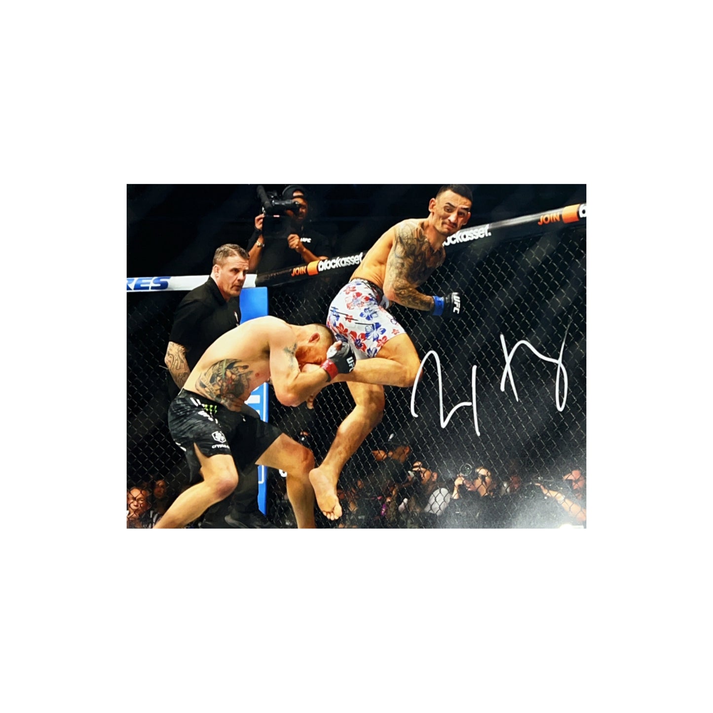 Max Holloway Autographed UFC MMA Heel Kick 16x20 Beckett - Unframed