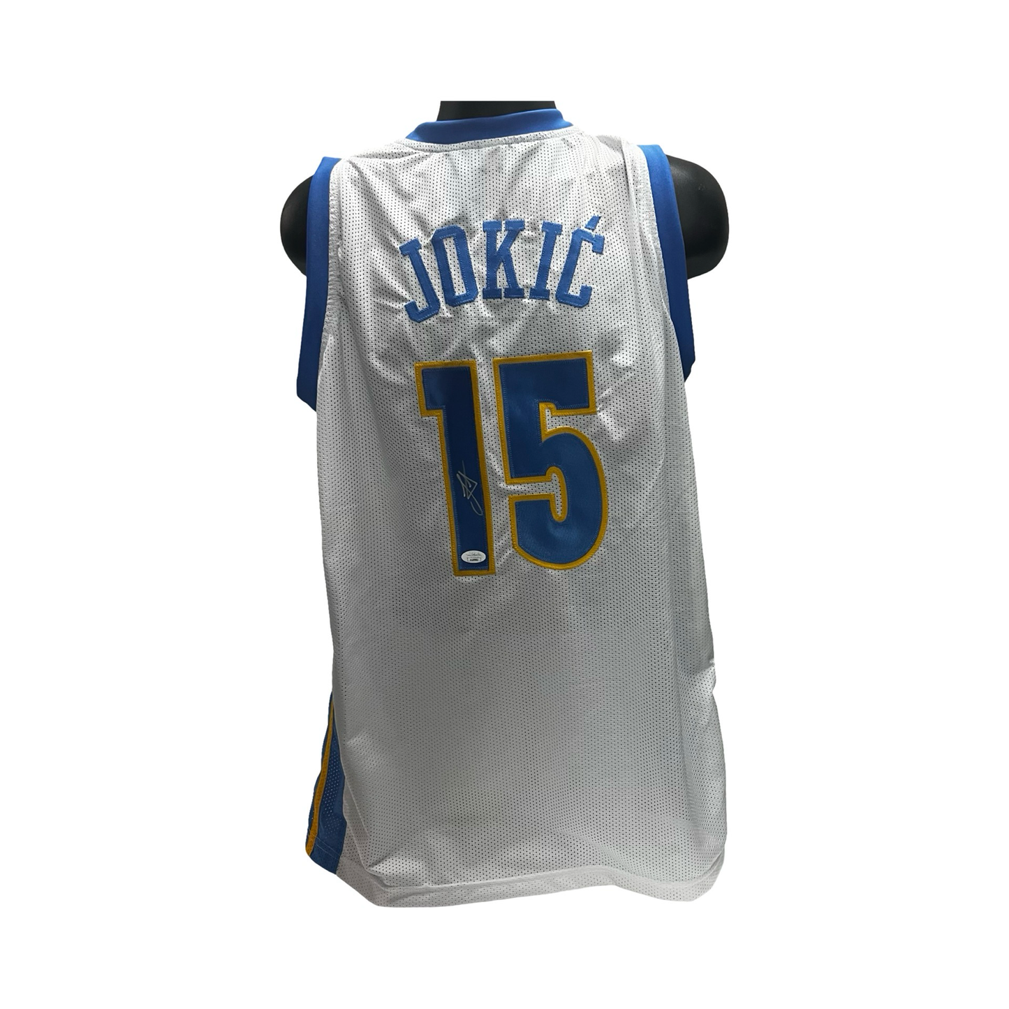 Nikola Jokic Autographed Denver Nuggets White Throwback Jersey JSA