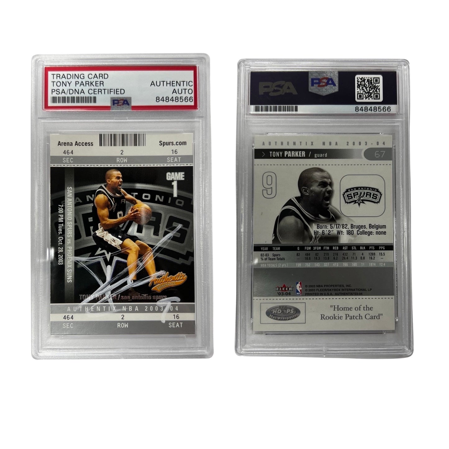 2003-04 Fleer Authentix #67 Tony Parker PSA Auto Authentic