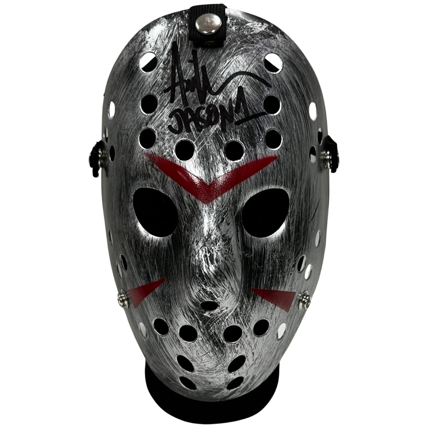 Ari Lehman Autographed Jason Voorhees Friday the 13th Silver Mask Jason 1 Inscription Black Ink Steiner CX