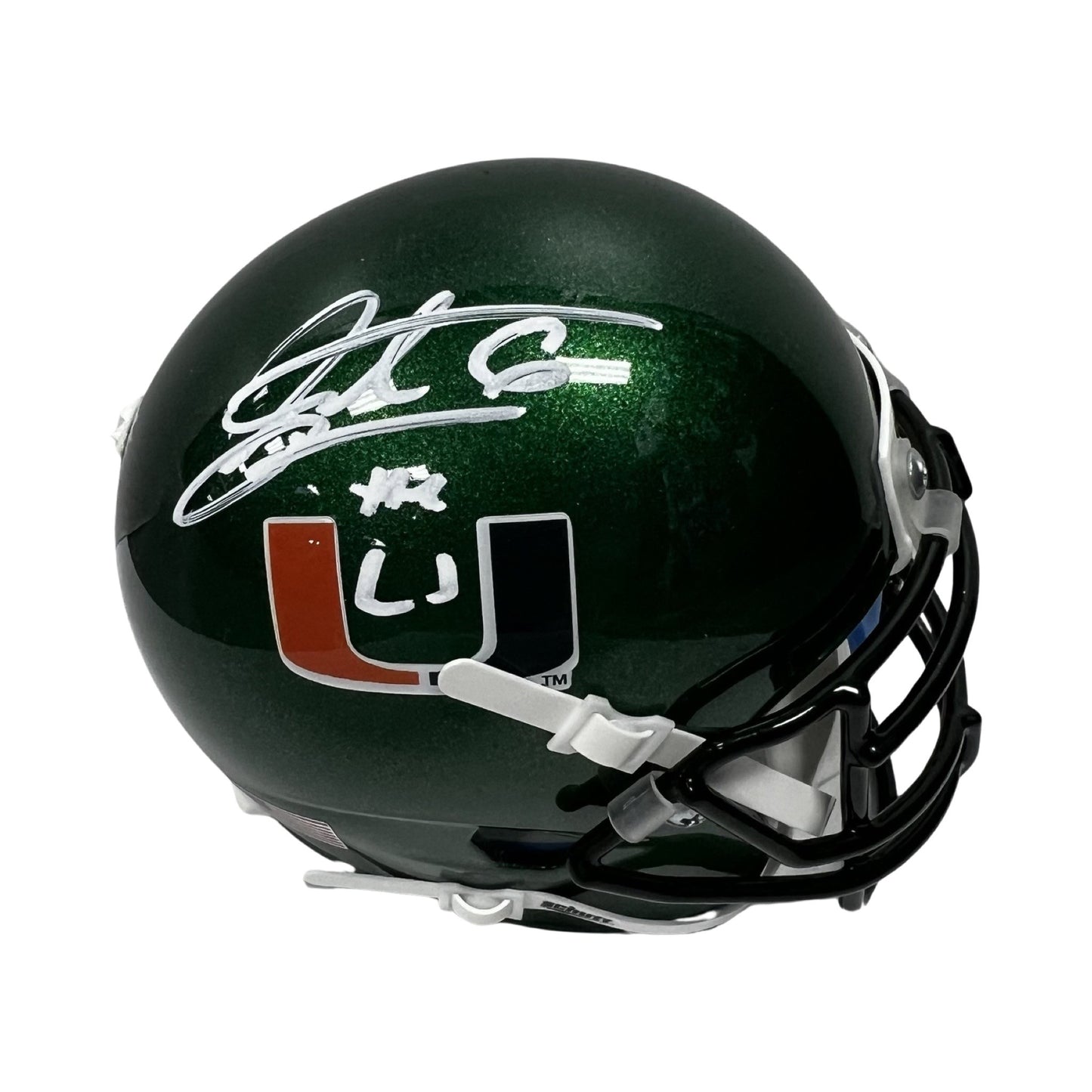 Santana Moss Autographed Miami Hurricanes Green Speed Mini Helmet Steiner CX