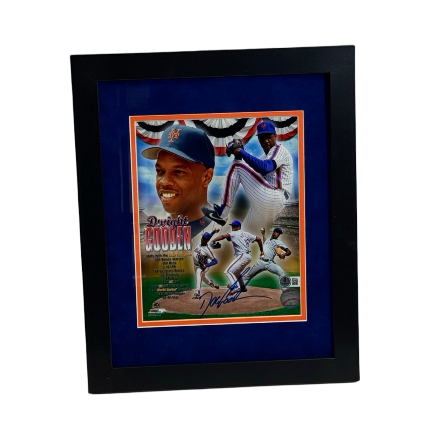 Doc Gooden Autographed New York Mets Stat Collage Framed 8x10 Beckett