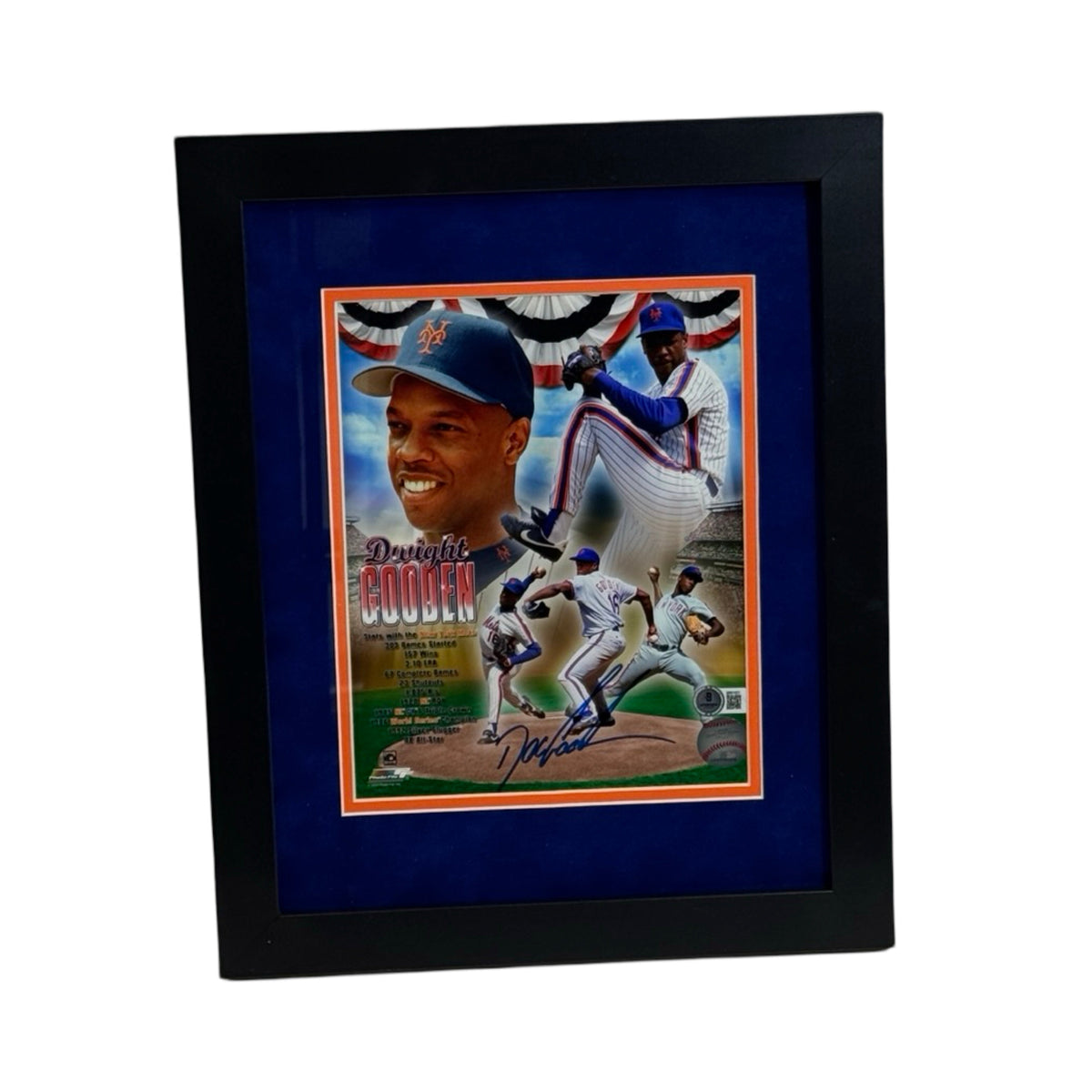Doc Gooden Autographed New York Mets Stat Collage Framed 8x10 Beckett