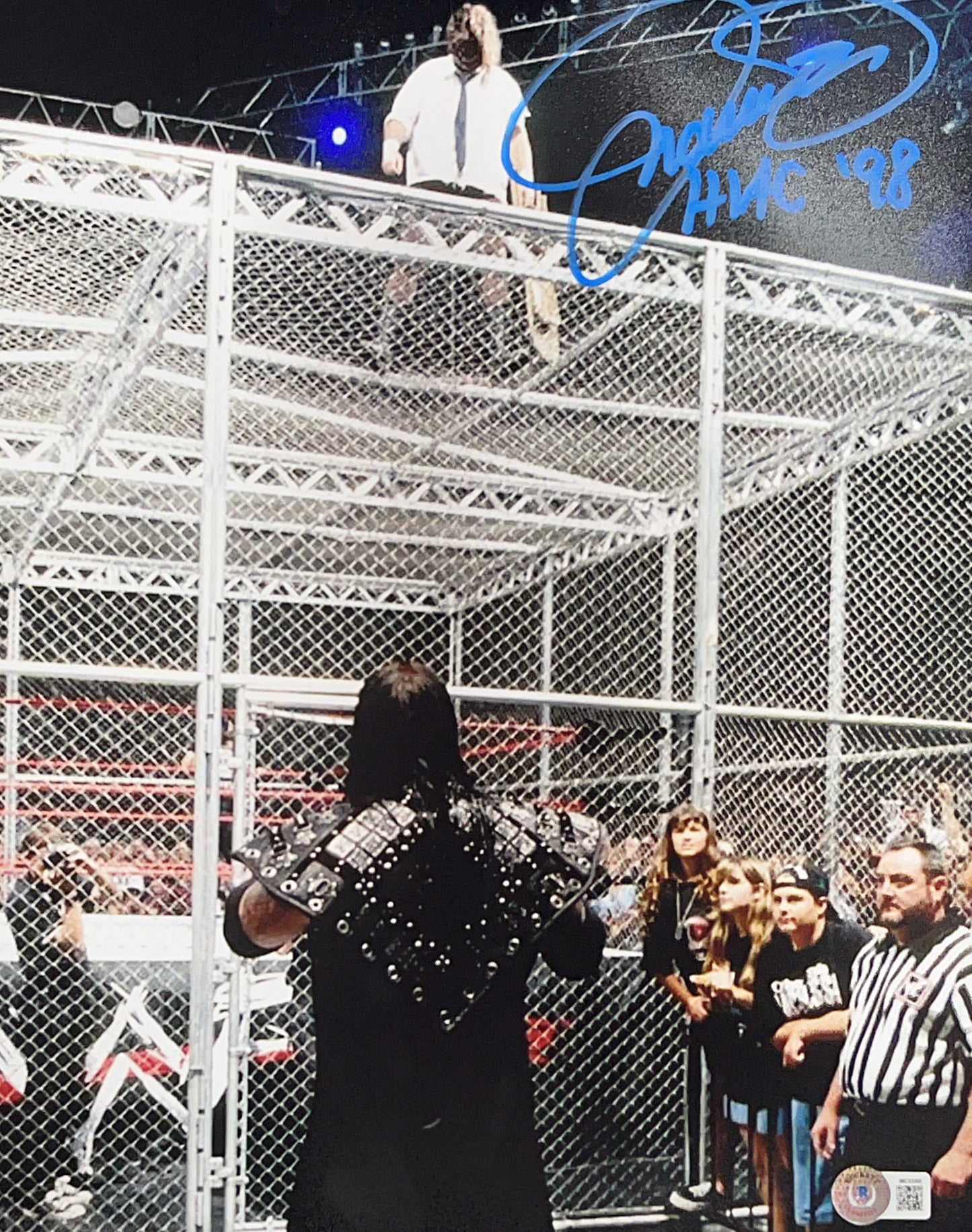 Mick Foley Mankind Cage Autographed 11x14 "HIAC" Inscription Beckett