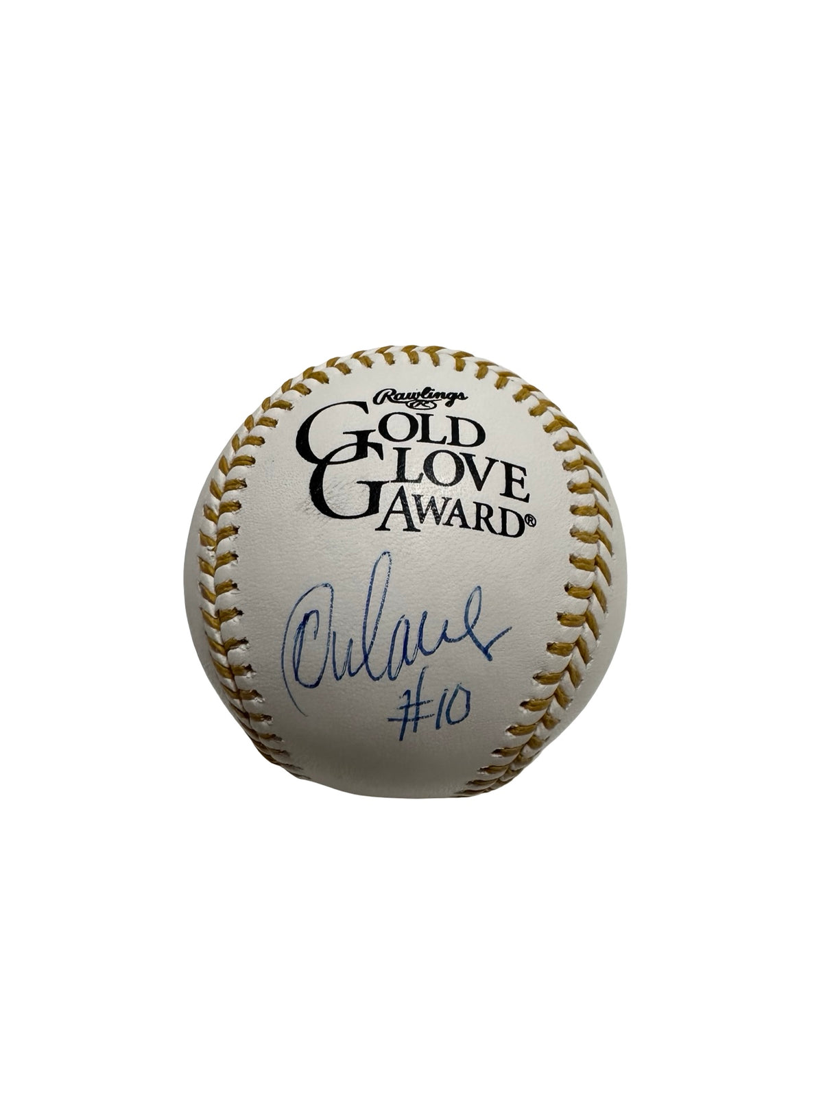 Ray Ordonez Autographed New York Mets Gold Glove Logo Baseball Inscription #10 JSA