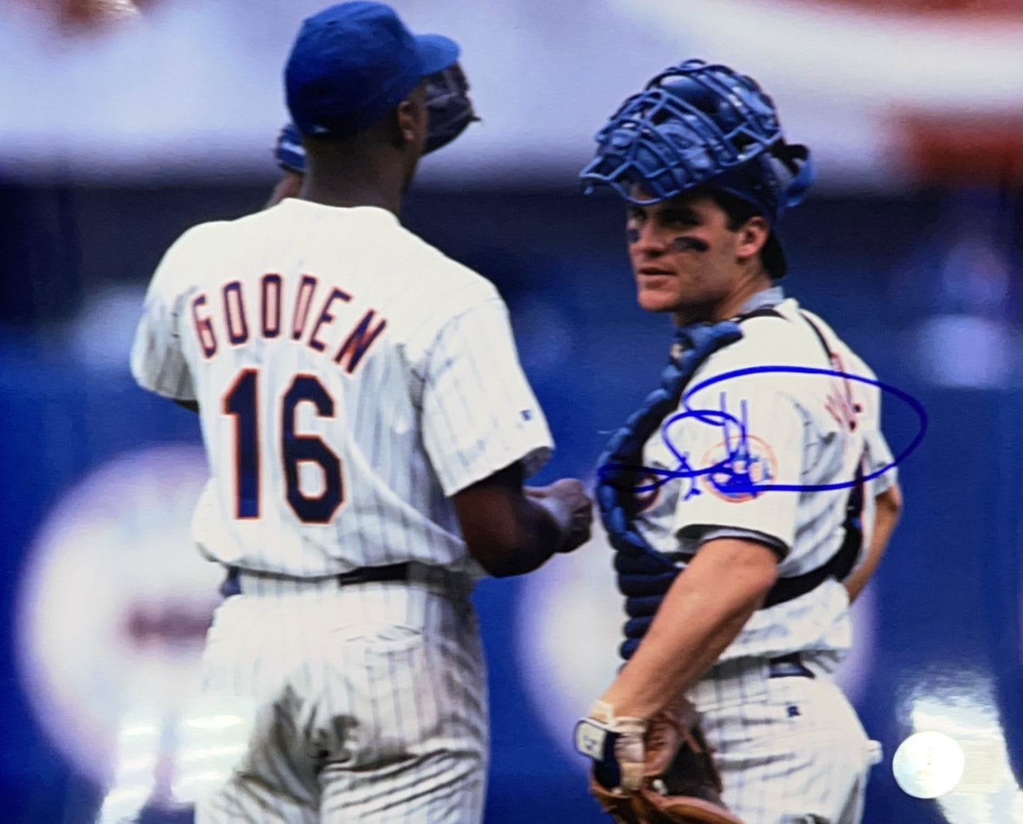 Todd Hundley Autographed New York Mets Horizontal with Doc Gooden 8x10 Beckett