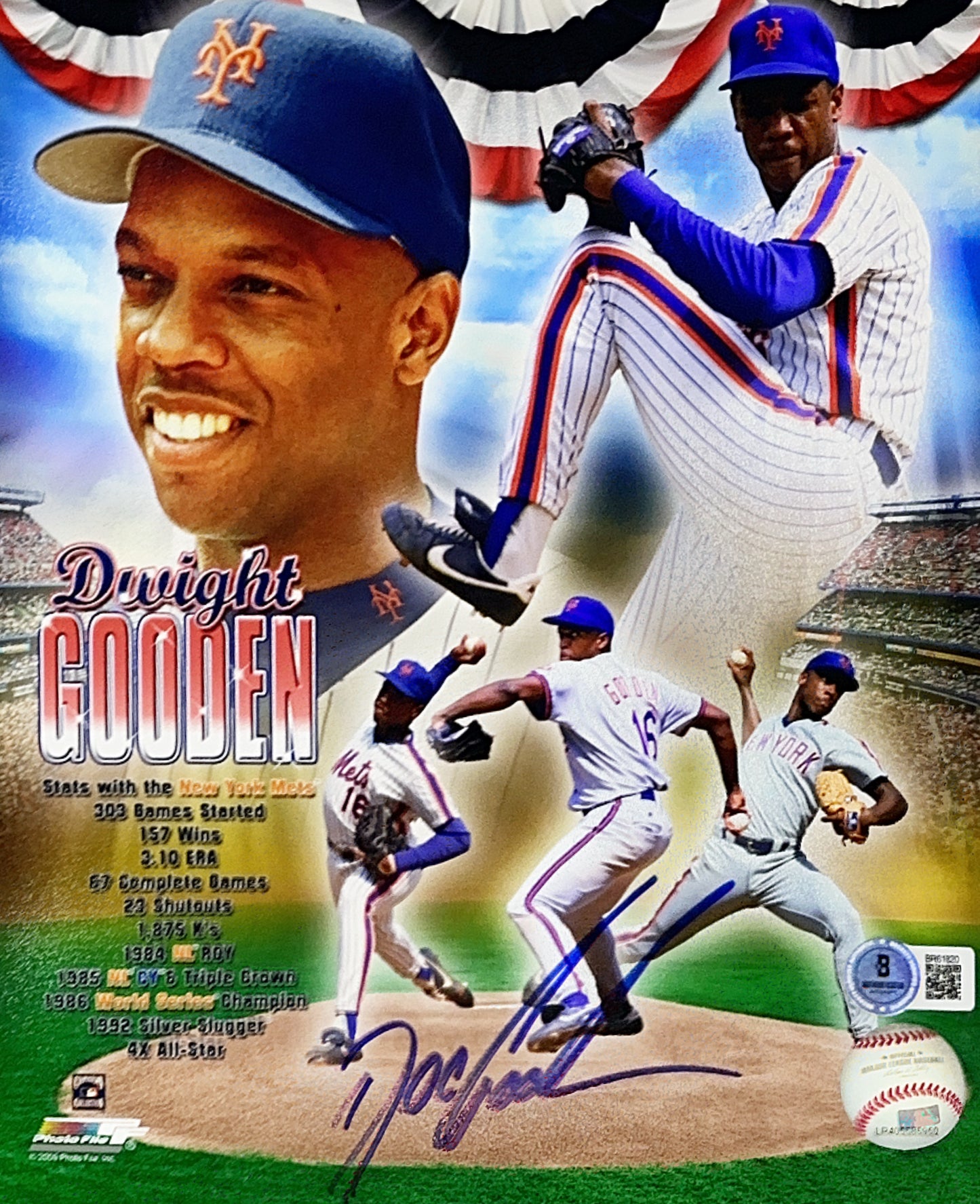Doc Gooden Autographed New York Mets Stat Collage 8x10 Beckett