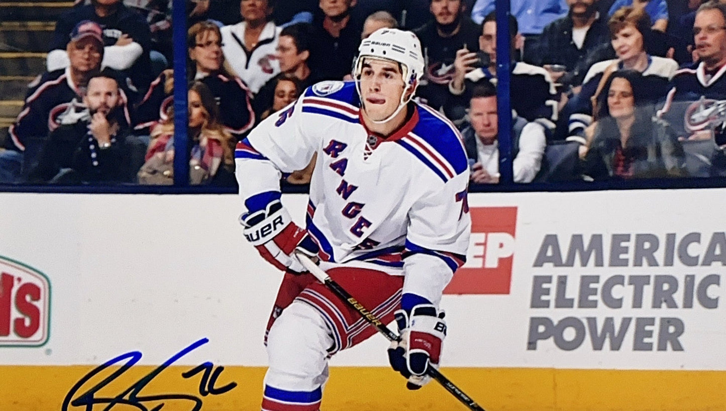 Brady Skies Autographed New York Rangers Skating 11x14 JSA