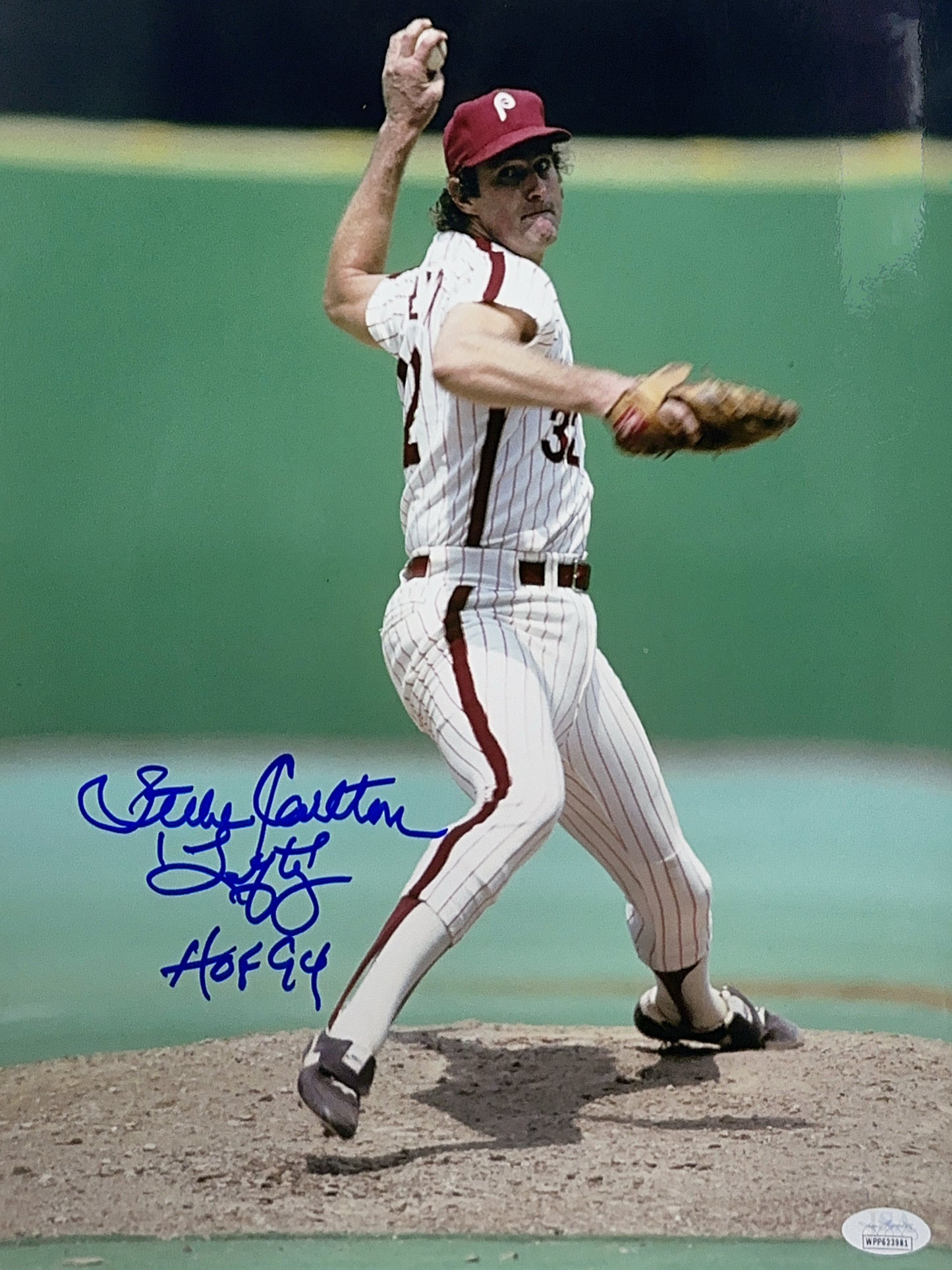 Steve Calton Autographed Philadelphia Phillies "HOF 94" Inscribed Vertical Throw 11x14 JSA