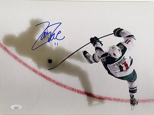 Zach Parise Autographed Minnesota Wild Overhead Horizontal 11x14 JSA