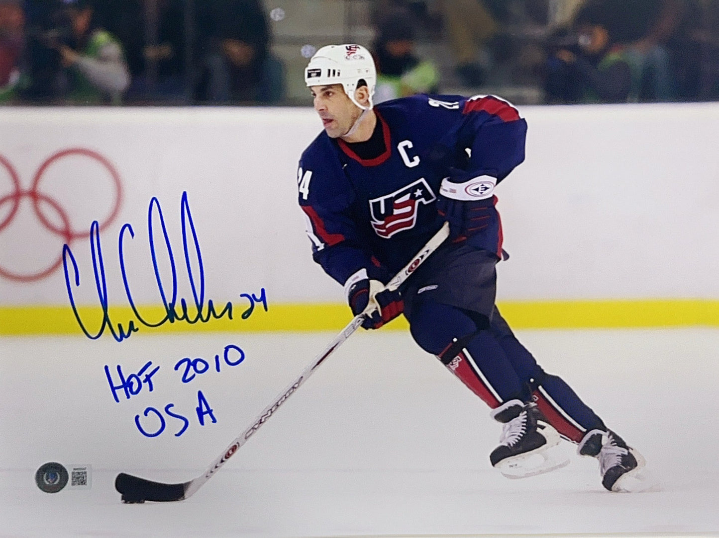 Chris Chelios Autographed Team USA "HOF 2010, USA" Inscribed 11x14 Beckett