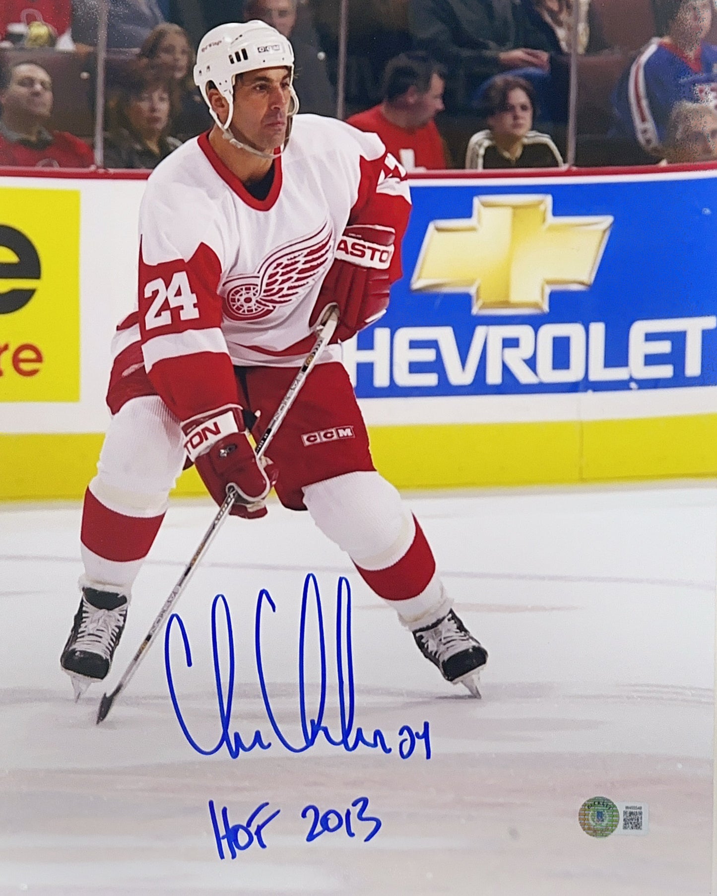 Chris Chelios Autographed Detroit Red Wings "HOF 2013" Inscribed 11x14 Beckett