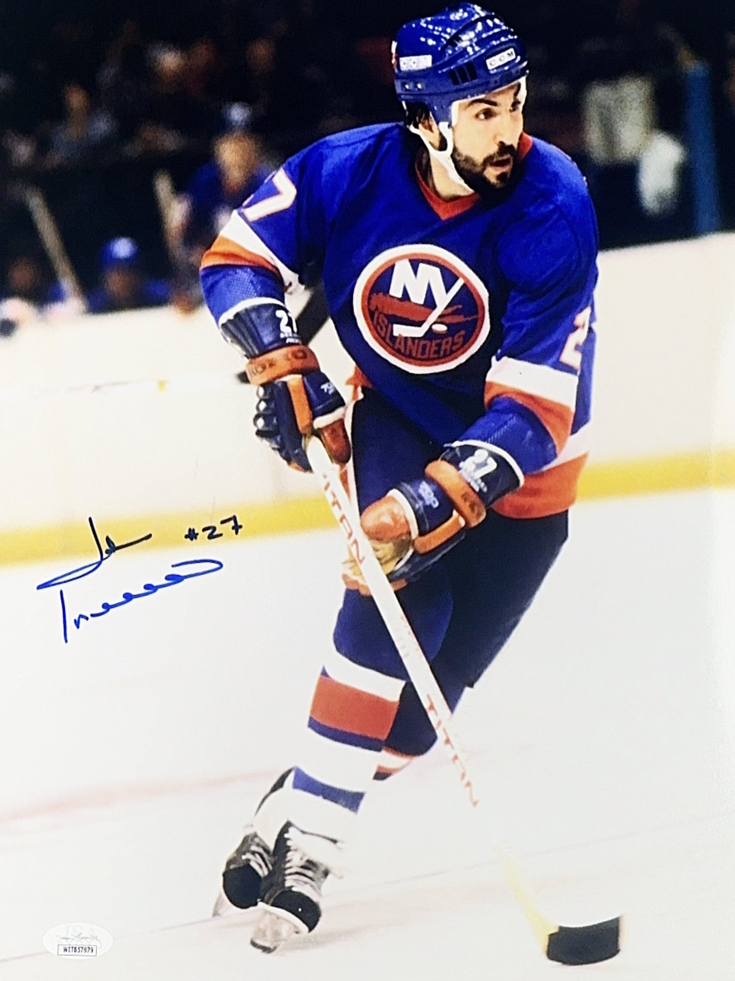 John Tonelli Autographed New York Islanders Skating Vertical 11x14 JSA COA