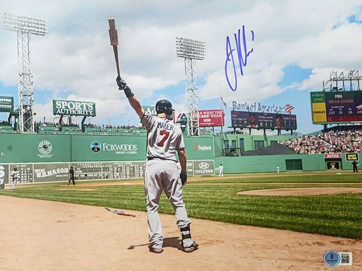 Joe Mauer Autographed Minnesota Twins On Deck 11x14 Photo Beckett BAS
