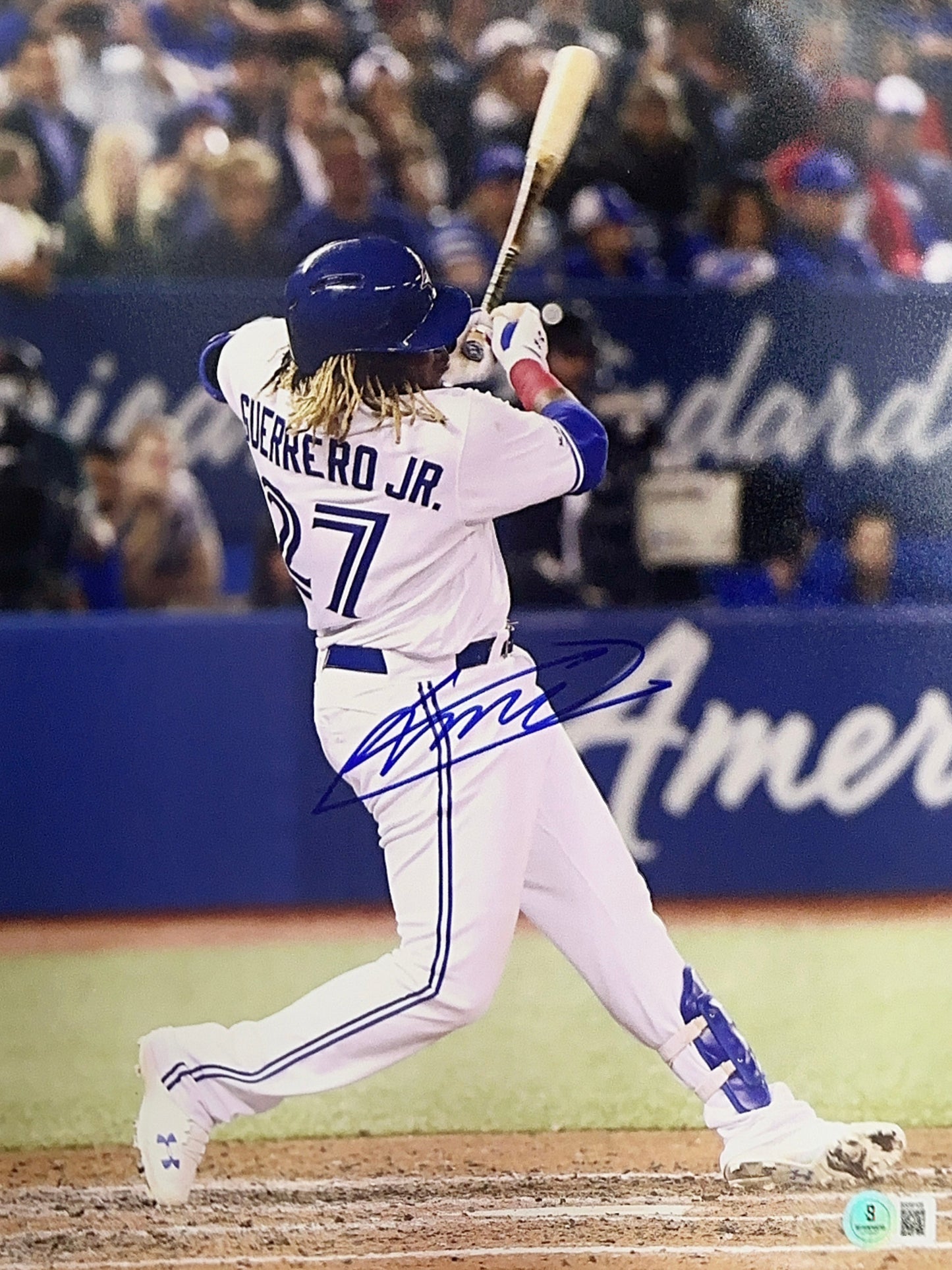 Vladimir Guerrero Jr. Autographed Toronto Blue Jays Swing in Pants 11x14 Photo Beckett