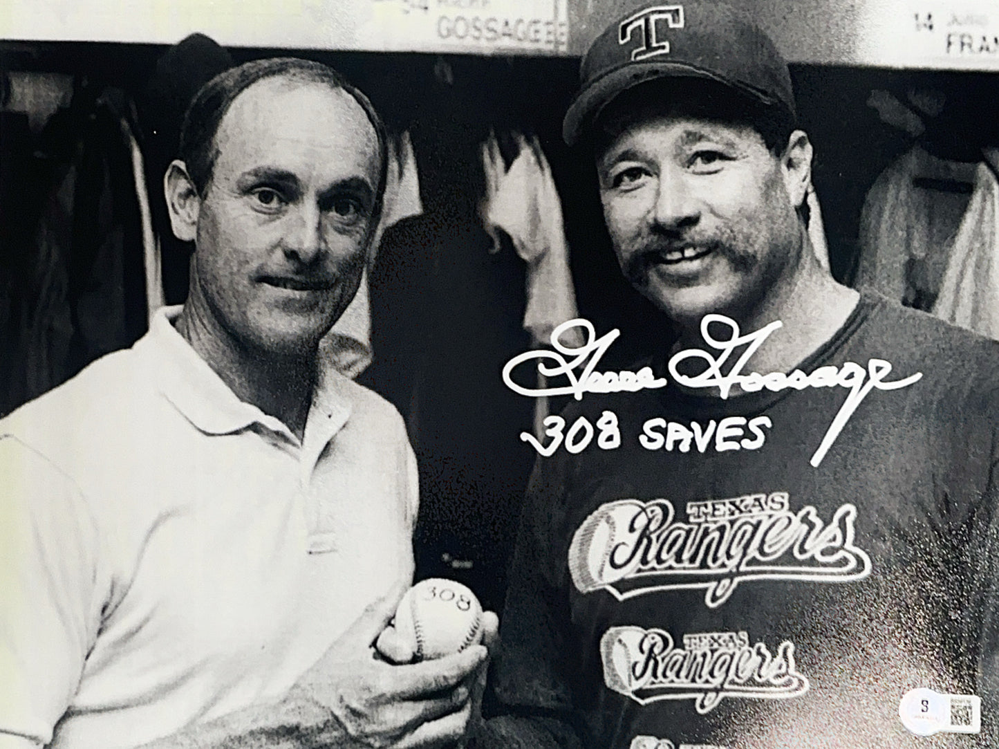 Goose Gossage Autographed Texas Rangers "HOF 2008" Inscribed Black & White 11x14 Beckett