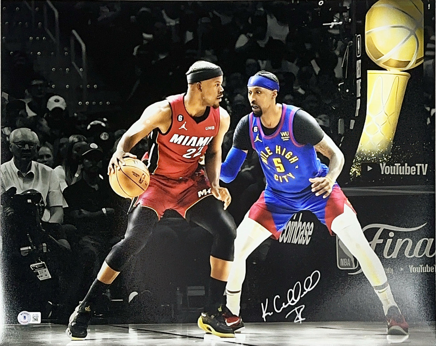 Kentavious Caldwell-Pope Autographed Denver Nuggets Guarding Jimmy Butler 16x20 Beckett
