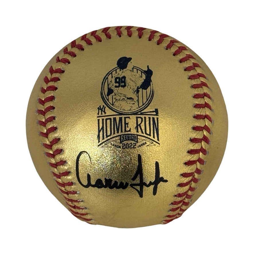 Aaron Judge Autographed New York Yankees Home Run Record Gold Baseball JSA PSA