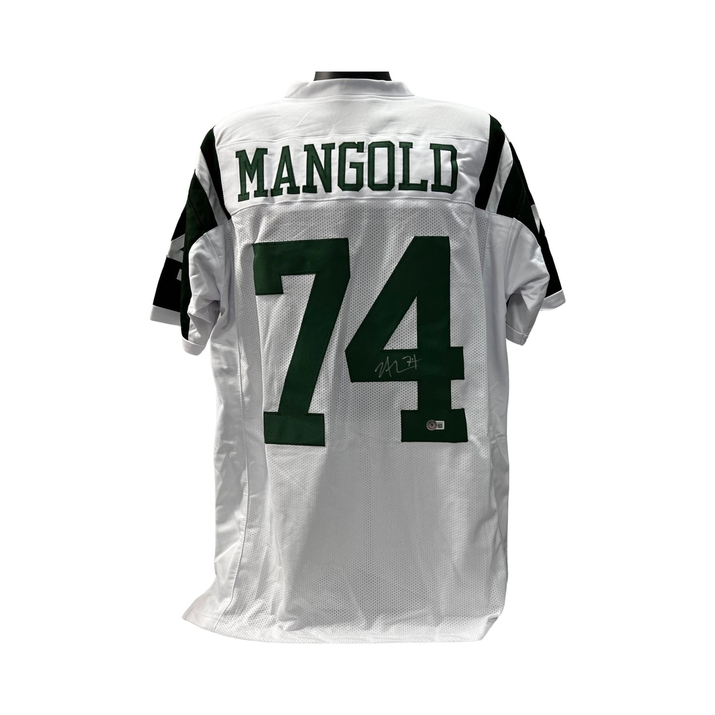 Nick Mangold Autographed New York Jets White Jersey Beckett