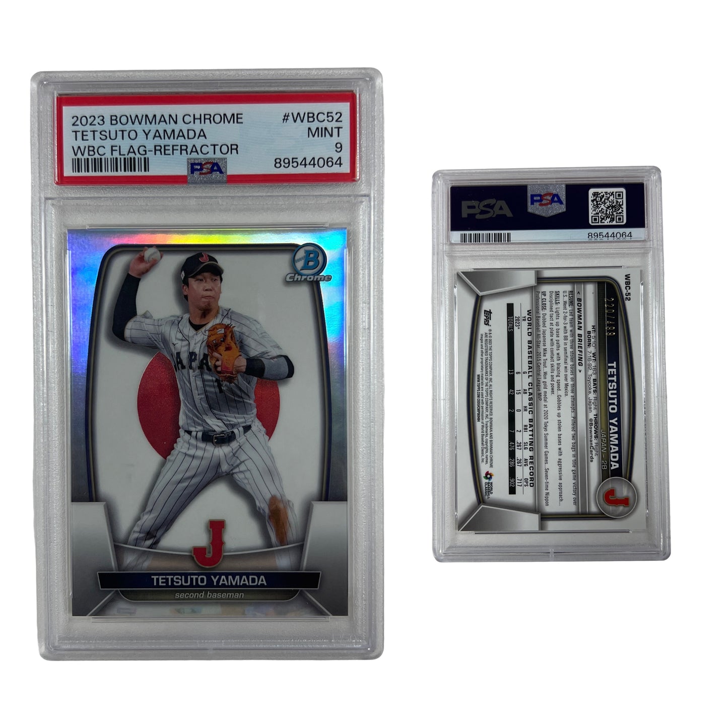 2023 Bowman Chrome Tetsuto Yamada WBC Flag Refractor /499 #WBC52 PSA MINT 9