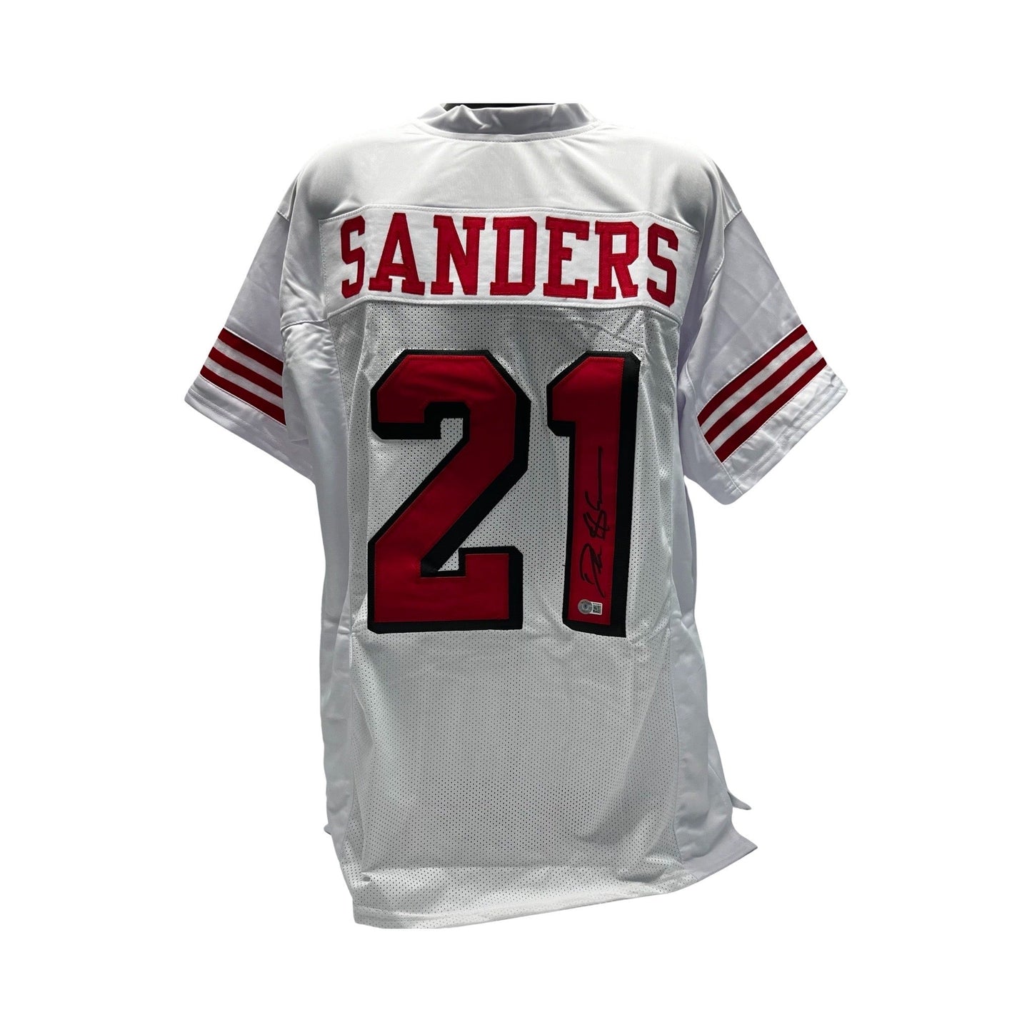 Deion Sanders Autographed San Francisco 49ers White Jersey Becket