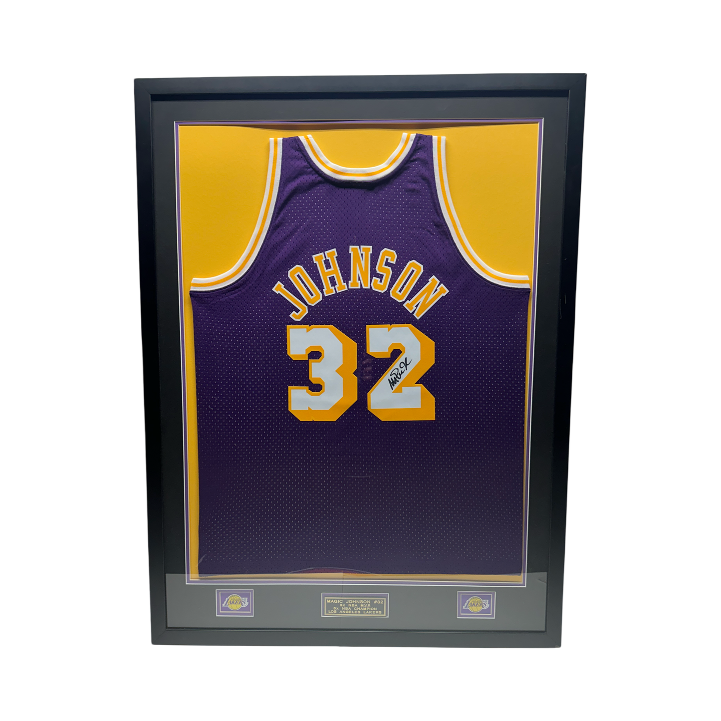 Magic Johnson Autographed Los Angeles Lakers Purple Mitchell & Ness Swingman Jersey Beckett - Framed - Framed