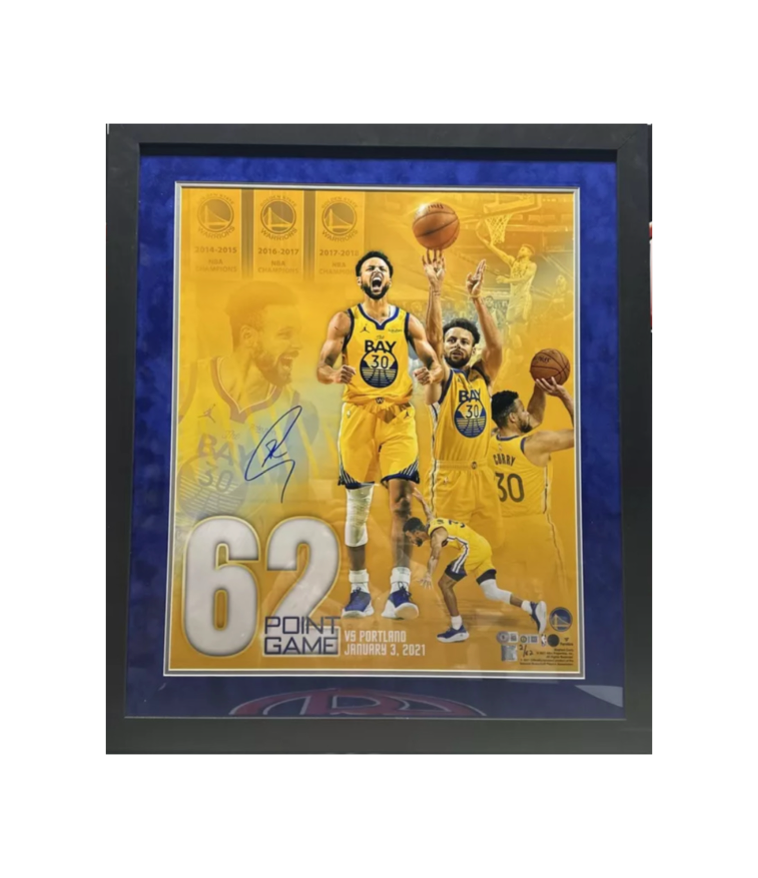 Steph Curry Autographed Limited /62 20x24 Photo Beckett BAS - Framed