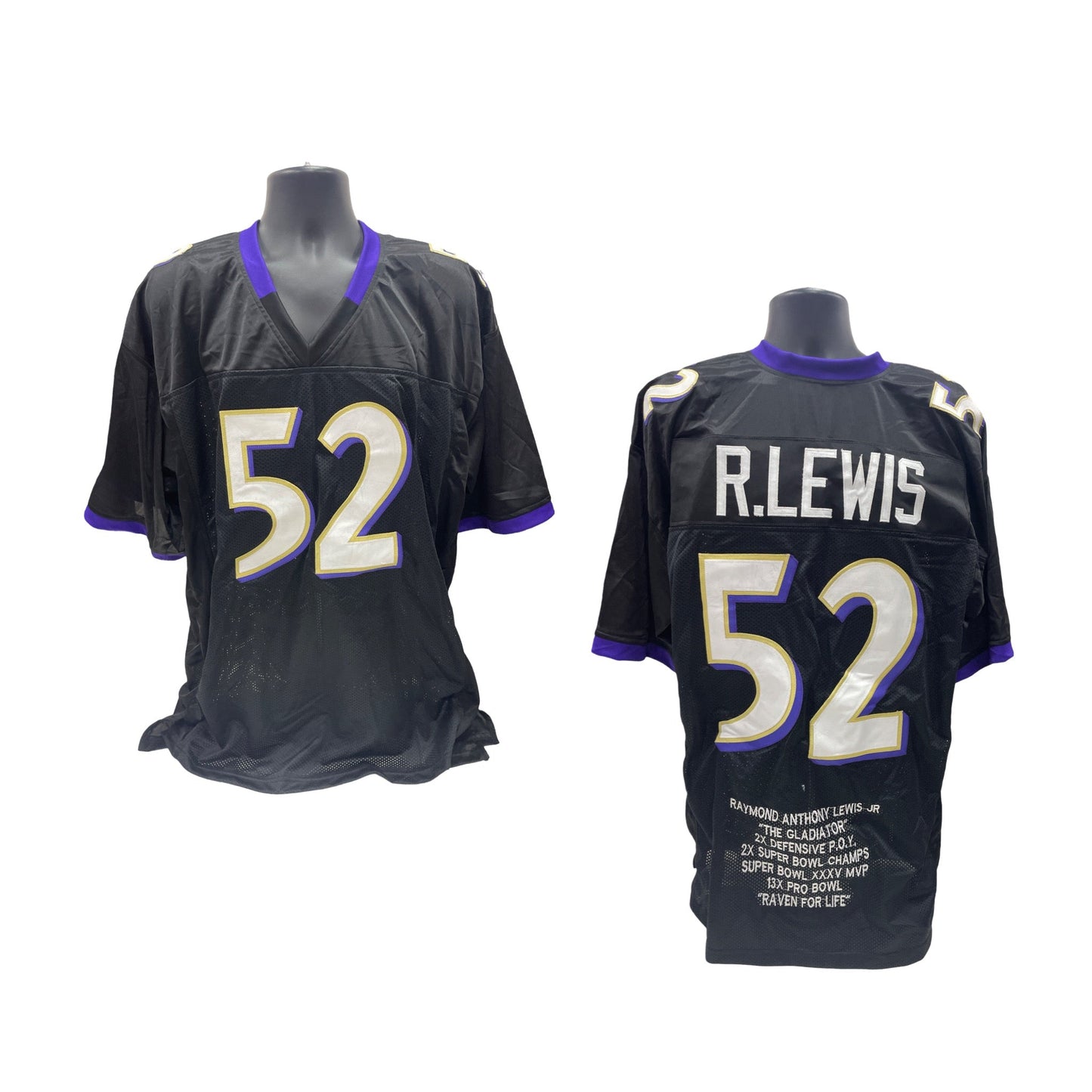 Ray Lewis Unsigned Baltimore Ravens Black Stat Jersey