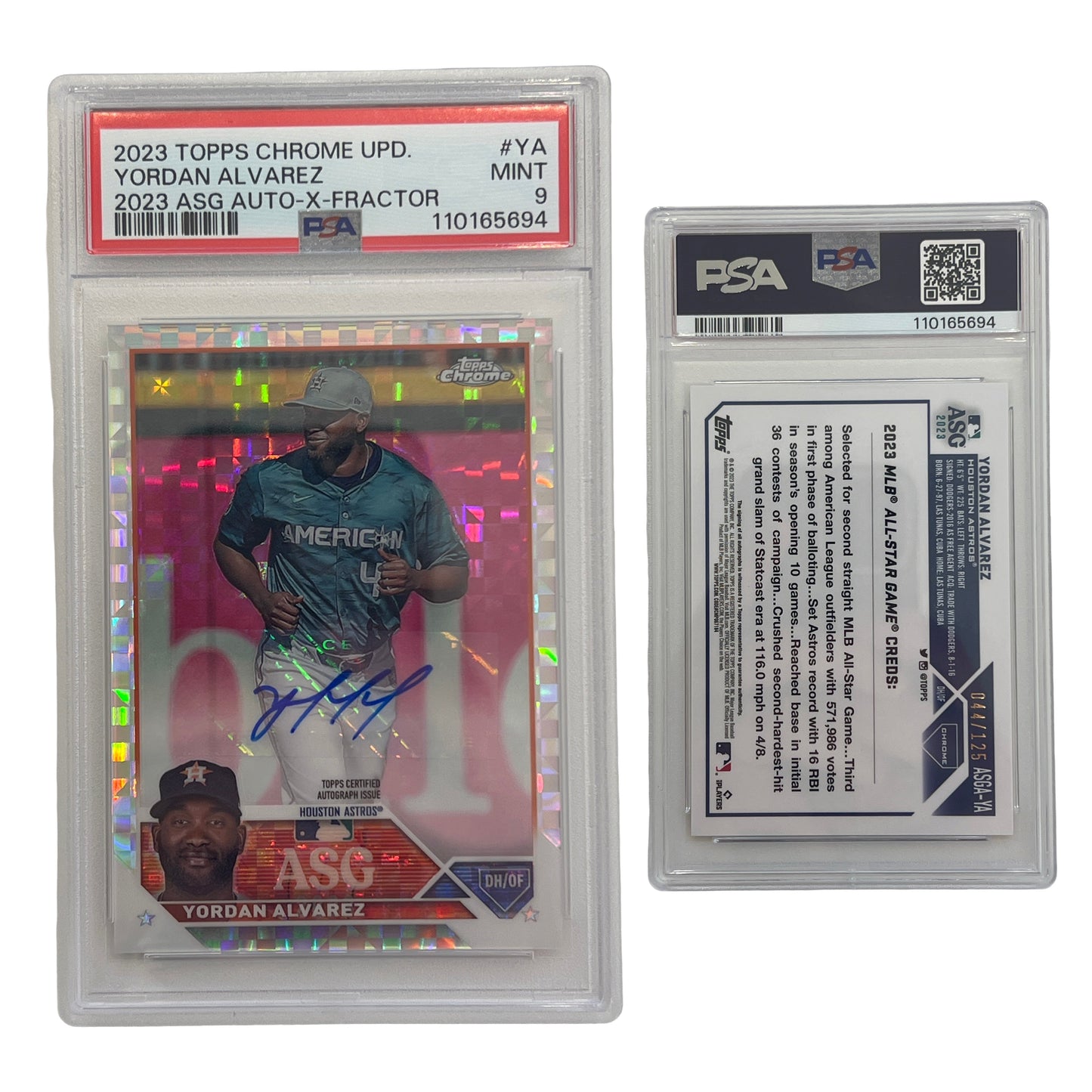 2023 Yordan Alvarez Topps Chrome Update 2023 ASG Auto X-Fractor /125 #YA PSA MINT 9