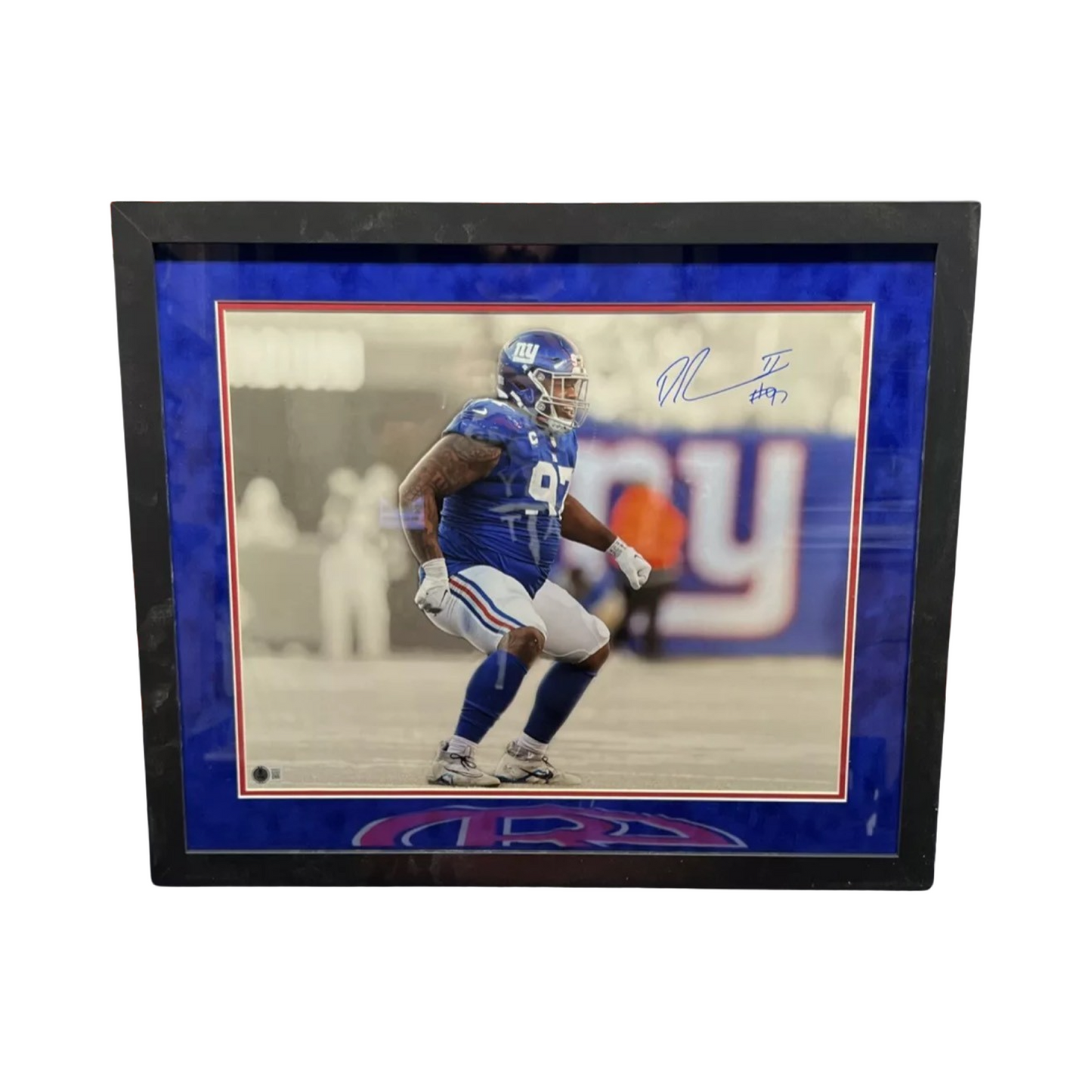 Dexter Lawrence Autographed New York Giants Dance 16x20 Beckett - Framed