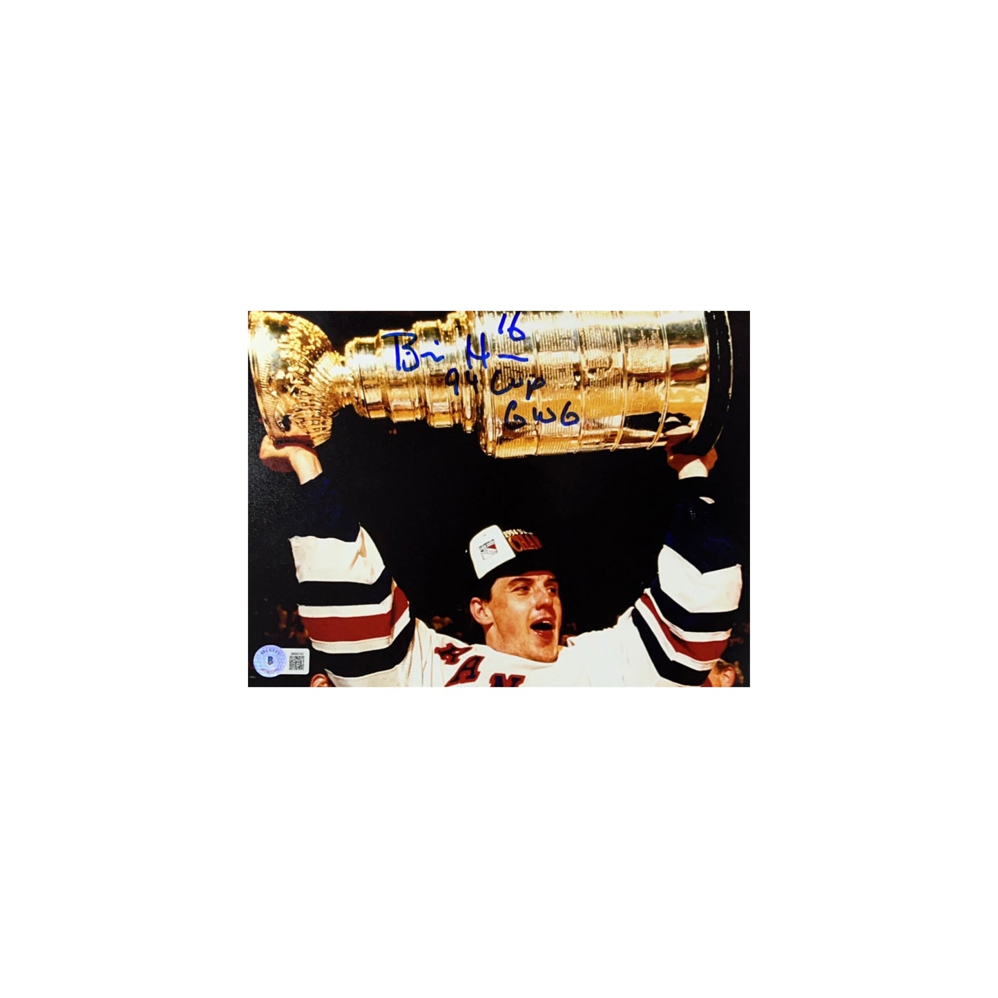 Brian Noonan Autographed New York Rangers 8x10 Holding Cup Beckett