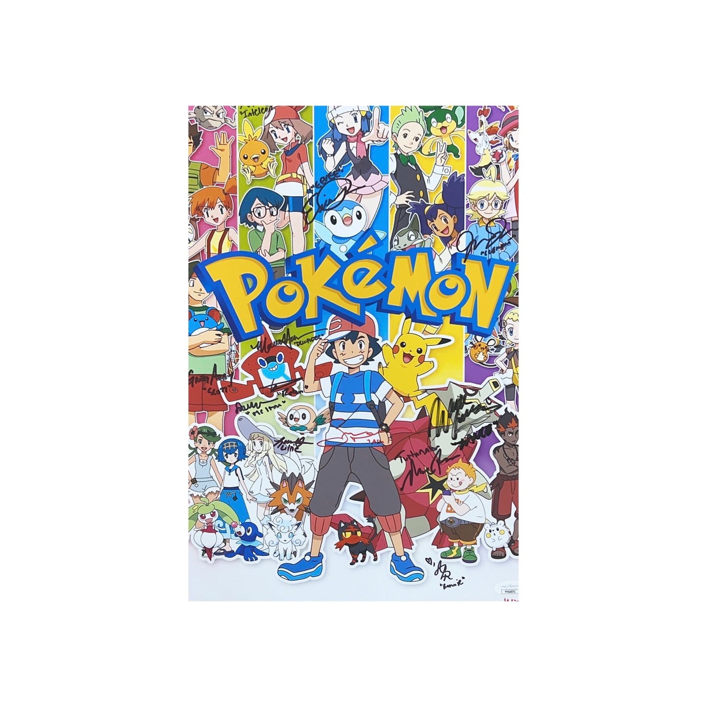 Sarah Natochenny, Greg Abbey, Alyson Leigh Rosenfield, Eric Schroeder, Martha Harms & Barrett Leddy Autugraphed Pokemon Cast Show Cover 11x17 JSA