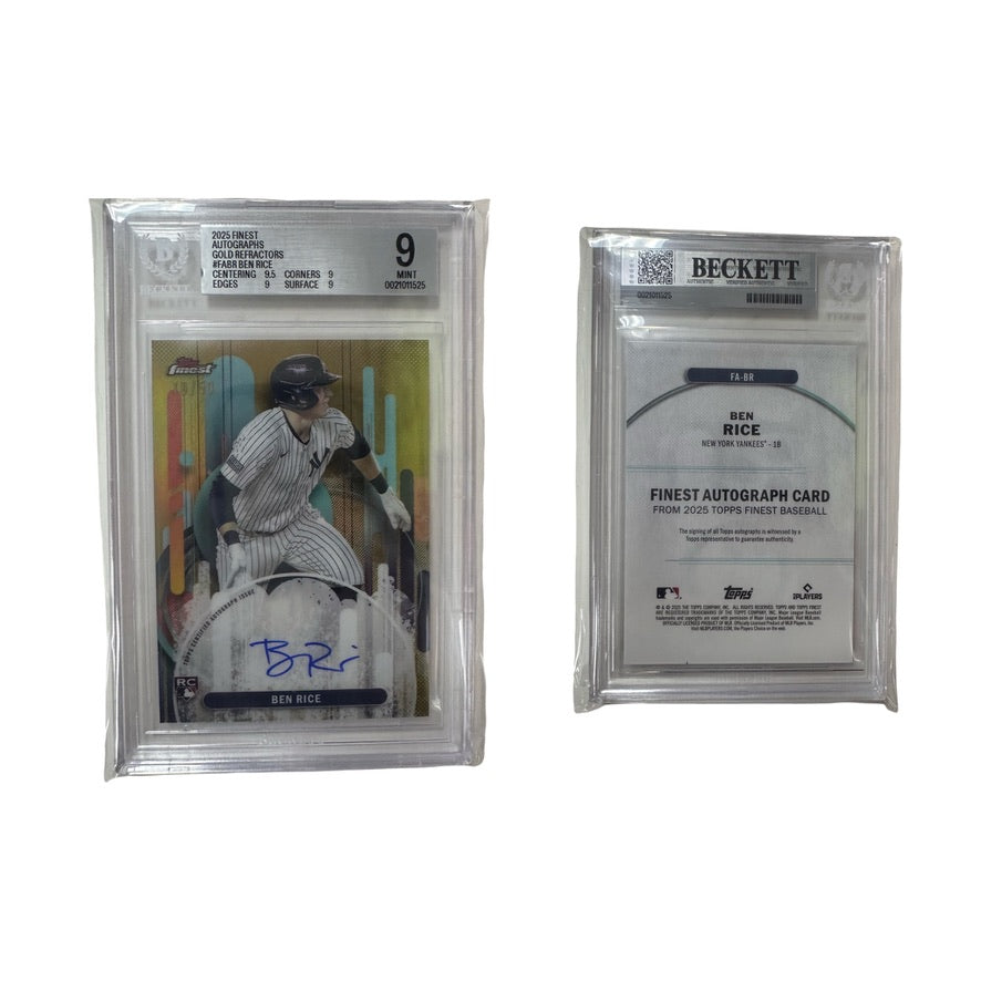 Ben Rice 2025 Topps Finest Rookie Autograph Gold Parallel /50 Beckett 9