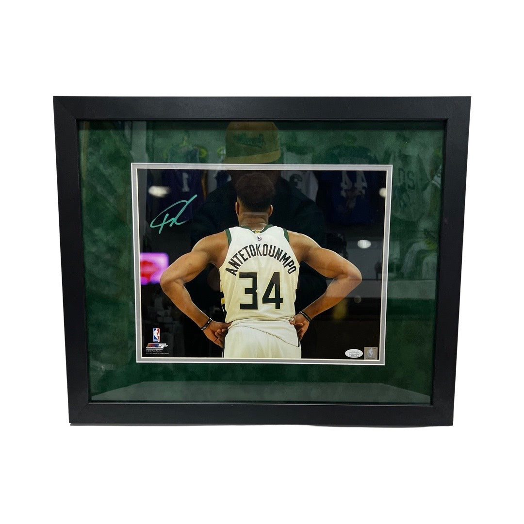 Giannis Antetokounmpo Autographed Milwaukee Bucks Framed 11x14 JSA