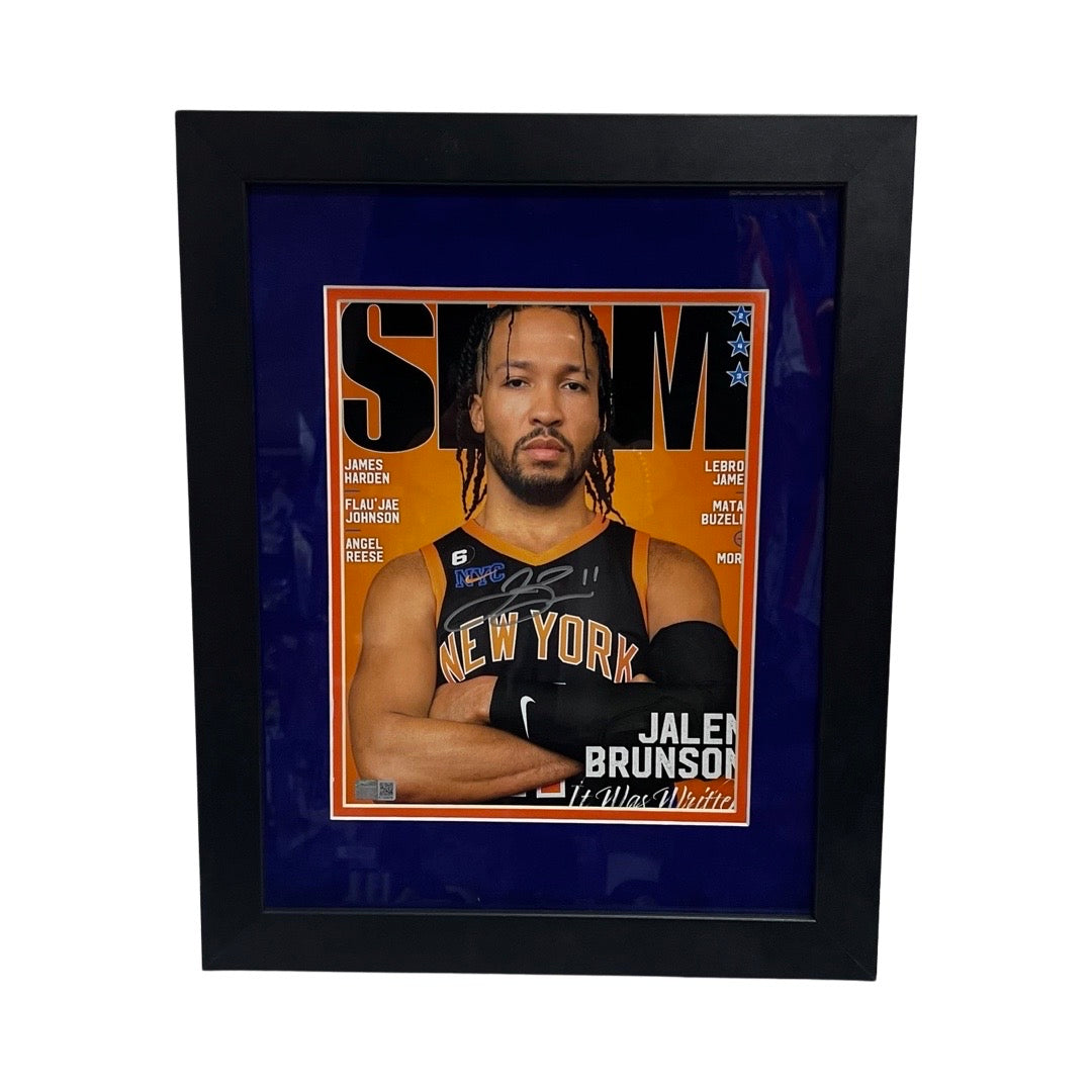 Jalen Brunson Autographed New York Knicks SLAM Magazine 8x10 Steiner CX - Framed