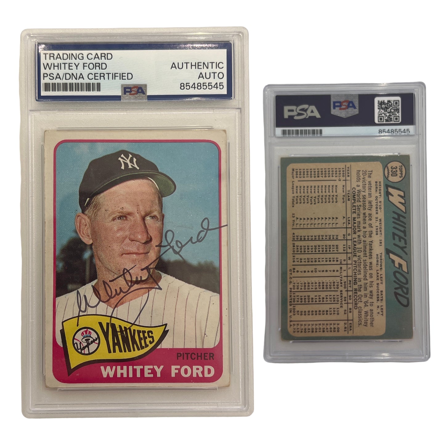 1965 Whitey Ford Topps #330 PSA AUTO Authentic
