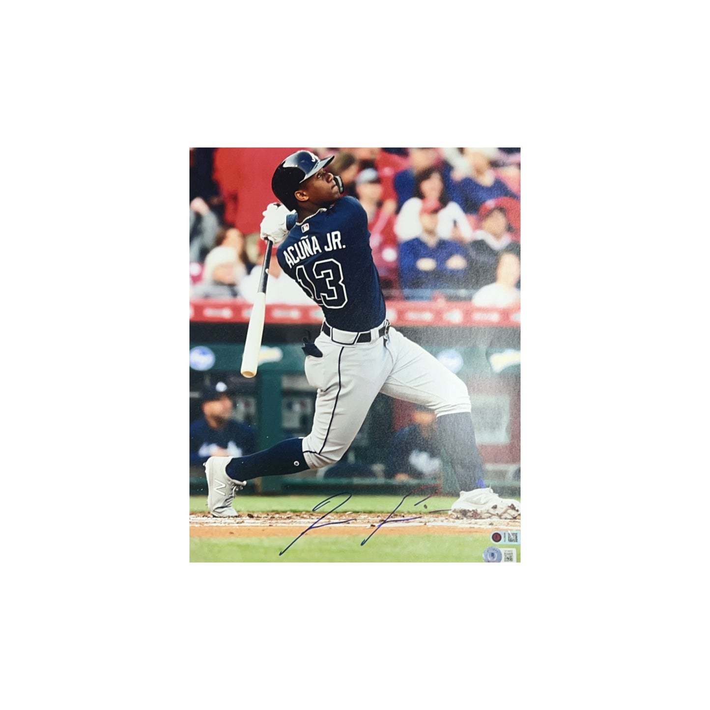 Ronald Acuna Jr Autographed Atlanta Braves Vertical Swing 11x14 Beckett