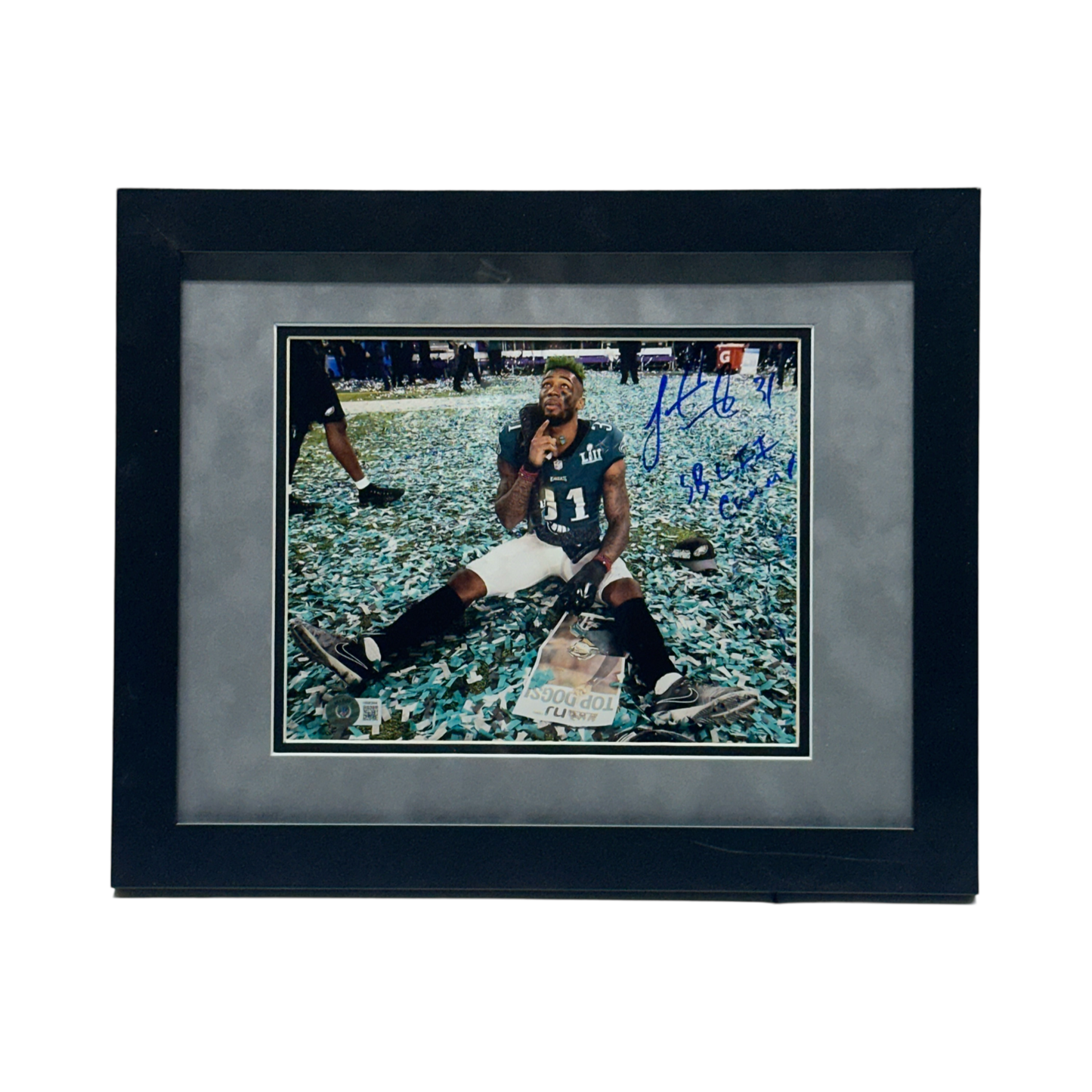 Jalen Mills Autographed Philadelphia Eagles "SB LII Champ" Inscription 8x10 Beckett - Framed